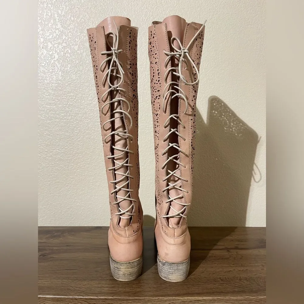Sundance Pink Over the Knee Boots